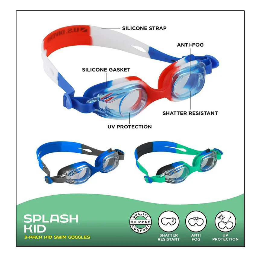 US Diver Kids' Swimming Goggles 3 pk. - Image 7